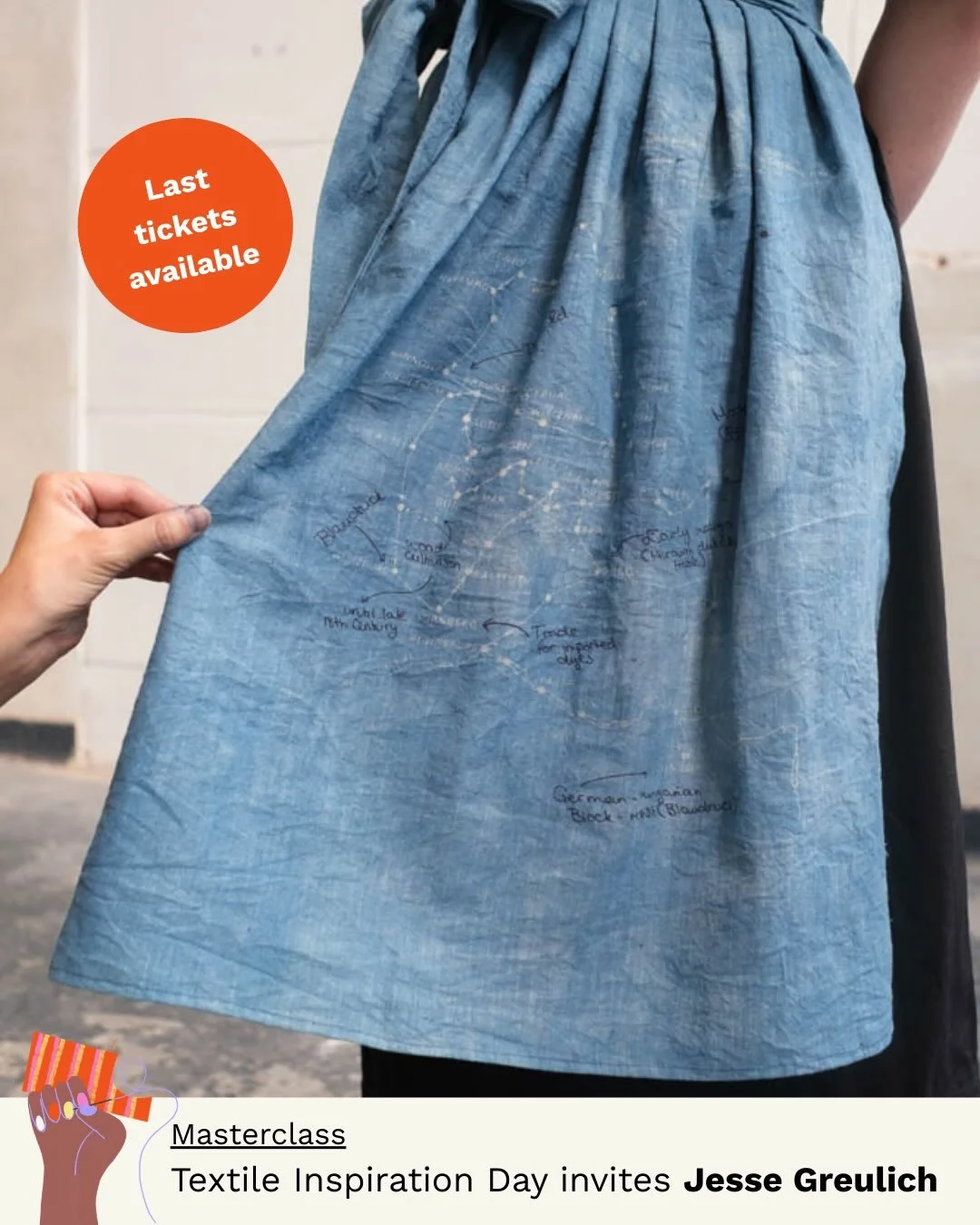 Step into the deep blue world of Indigo. In this hands-on masterclass, designer and maker Jesse Greulich invites you to explore indigo dyeing through experiment.

Working with traditional Blaudruck techniques and natural dyes, you&rsquo;ll learn how 