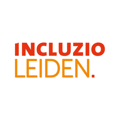 Text reading 'Incluzio Leiden' in red and yellow letters.
