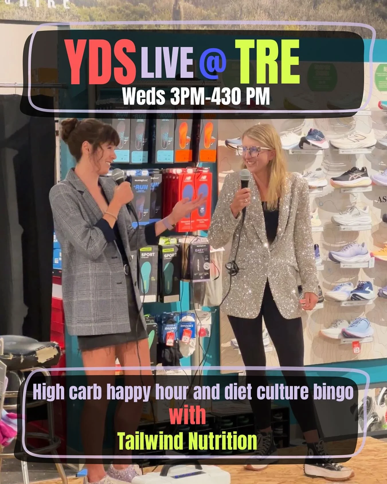 🎙️ LIVE FROM THE RUNNING EVENT 🎙️

YDS is so excited to be doing two LIVE events at TRE this year&hellip;first up, Tailwind Nutrition high carb happy hour and diet culture bingo! 

📍 Tailwind Nutrition Booth 

📅 Wednesday, December 3rd 

⏰ 3:00&n