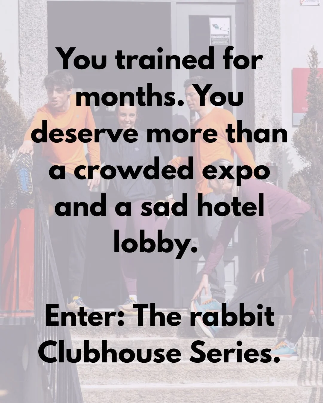 Our friends at rabbit are launching something really cool this year, the rabbit Clubhouse Series. 

It&rsquo;s a full race week experience at UTMB in Chamonix, the Chicago Marathon, and the New York City Marathon.

Think shakeout runs, exclusive gear