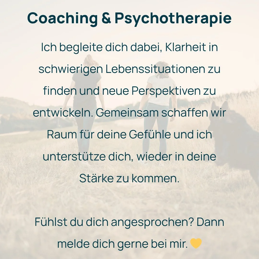 Mein Angebot f&uuml;r dich: Coaching &amp; Psychotherapie

Ich biete dir nebst den Gespr&auml;chen in der Praxis, eine besondere Form der Psychotherapie und des Coachings an: Termine im Freien, bei einem Spaziergang in der Natur. Diese verbindet die 