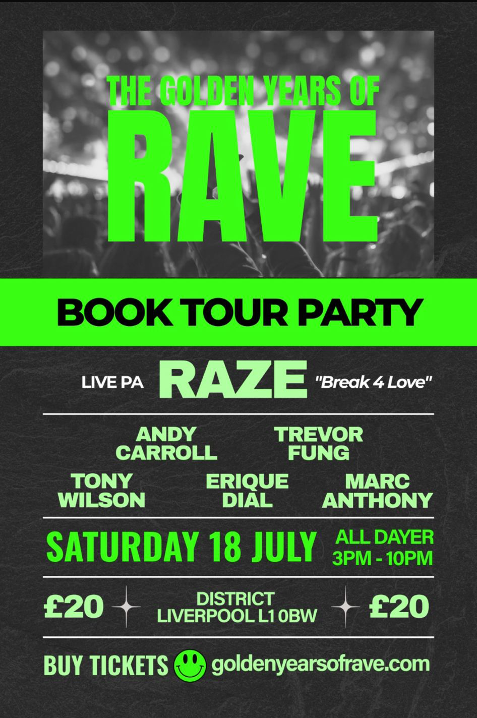 The Golden Years of Rave Warehouse and Book Launch Party!