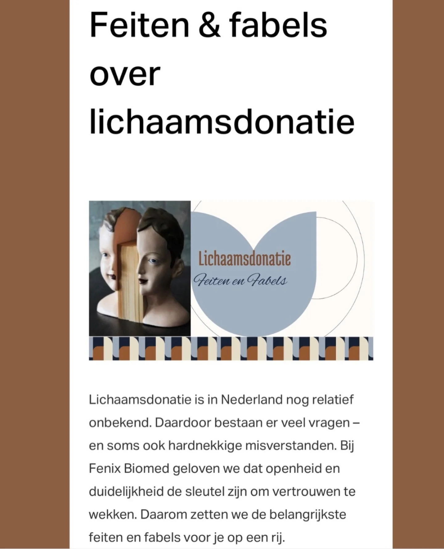FEITEN EN FABELS! 

Ik beantwoord graag uw vragen!
Elke dag, elk uur bereikbaar! 

🔸U bent als geregistreerd als orgaandonor?
🔹U kunt zich ook registreren voor lichaamsdonatie
 
🔸Werken jullie samen met andere organisaties?
🔹Ja, wij werken samen 