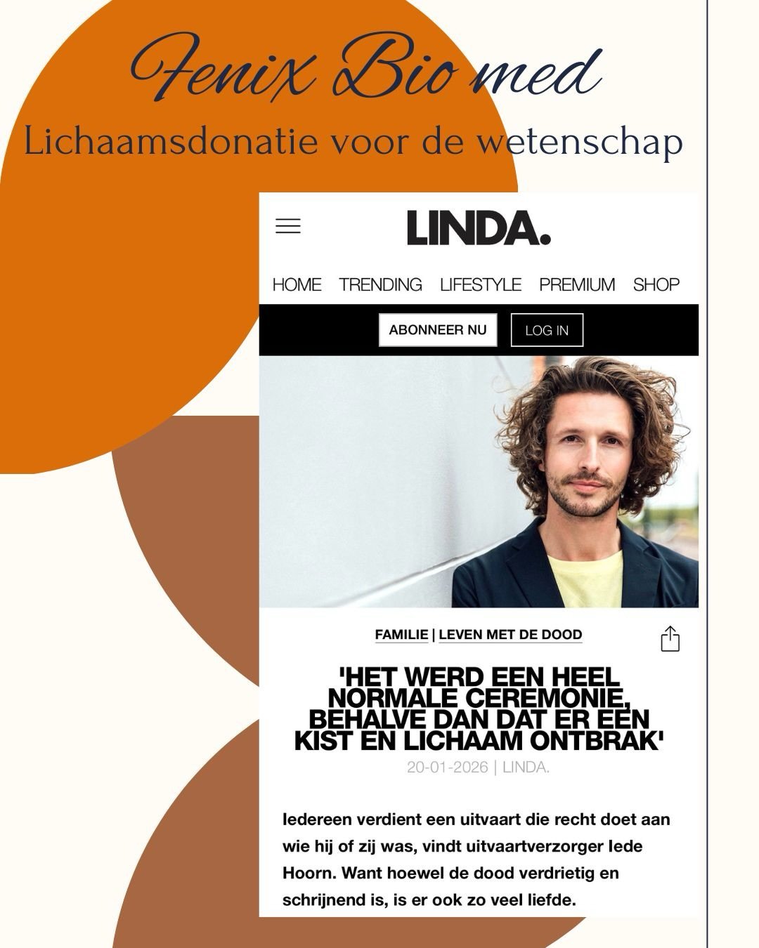 Fenix Biomed 
Lichaamsdonatie voor de wetenschap

Linda magazine / Iede Hoorn 
Schreef er een mooie blog over. 

Hoe het ook kan, zachter, met aandacht.

#Schoonheidverzacht #lichaamsdonatievoordewetenschap #liefdevoordemensheid