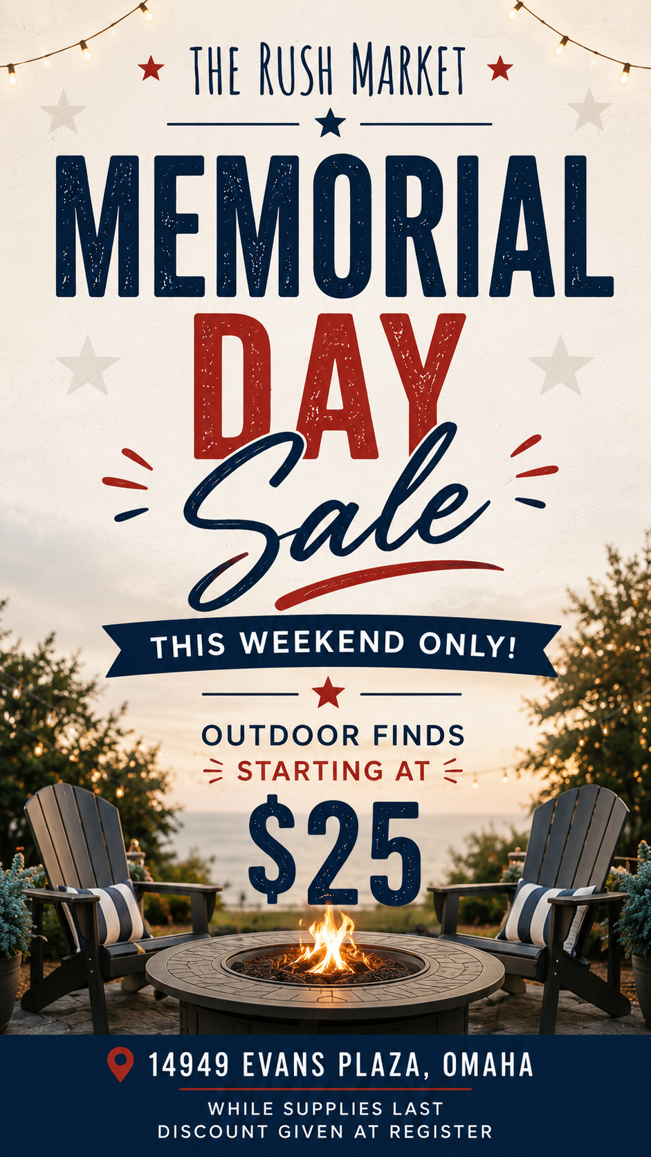 The Rush Market Memorial Day Weekend Sale on outdoor and patio furniture Omaha, Ne