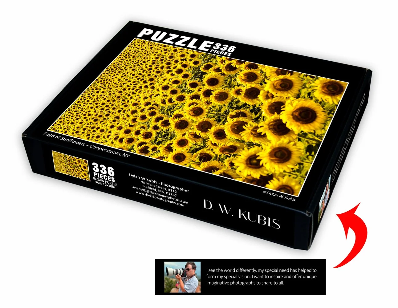 Field of Sunflowers, Cooperstown, NY – 366 pieces, 12 x 18-inch Puzzle