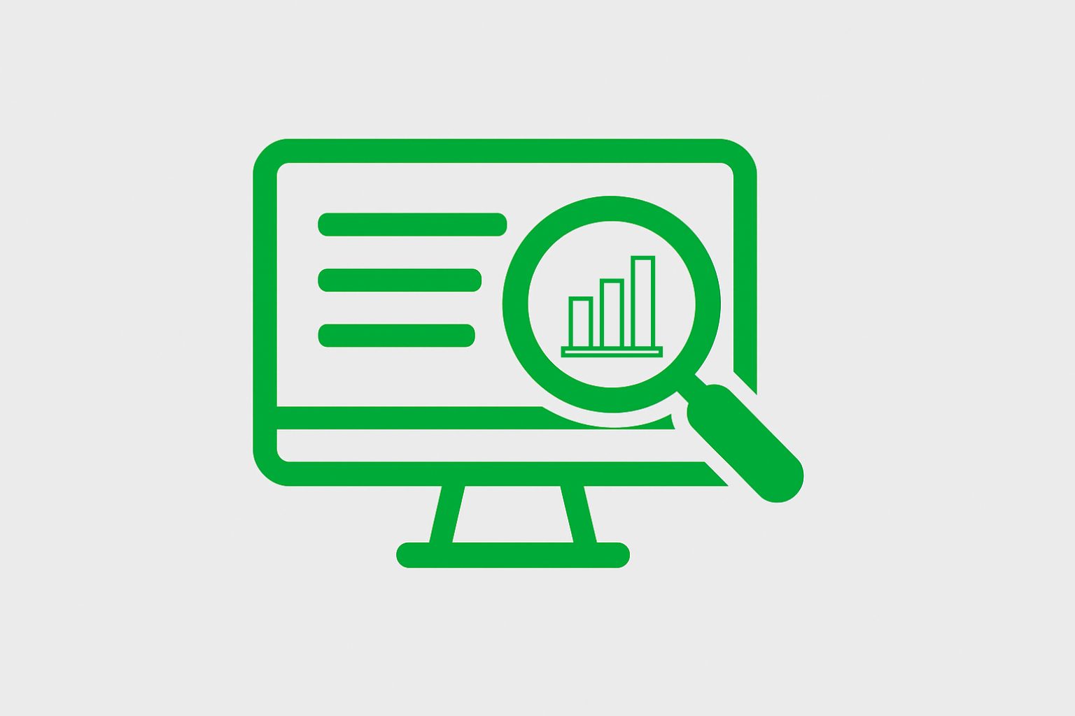 Illustration. Ein Bildschirm zeigt ein Diagramm, das von einer Lupe vergrößert wird. Daneben deuten drei Linien einen Alternativtext an.