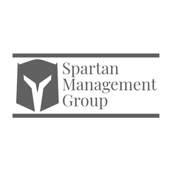 Logo for Spartan Management Group featuring a Spartan helmet icon and text