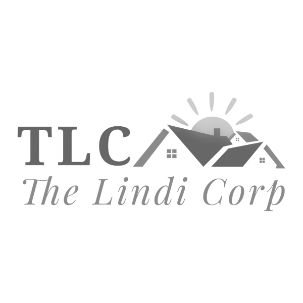 Logo with the text 'TLC The Lindi Corp' featuring a sun rising over a mountain and a leaf.