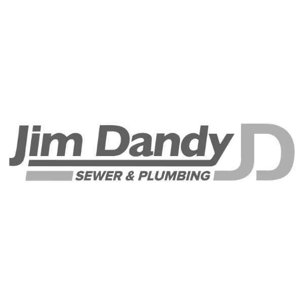 Logo for Jim Dandy Sewer & Plumbing featuring the company name and initials JD with a pipeline graphic.
