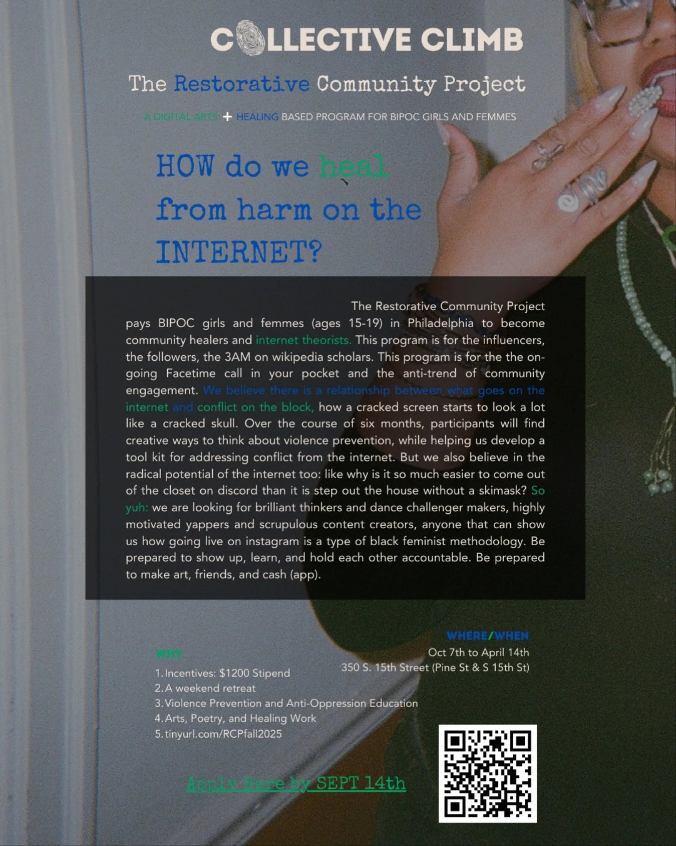 NOW ACCEPTING APPLICATIONS FOR THE RESTORATIVE COMMUNITY PROJECT! Apply by Sept 14th!