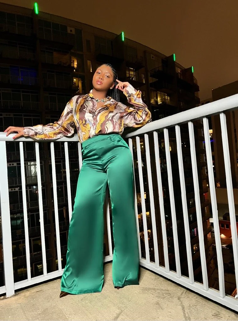 Green High Waist Pants by Vera & Lucy