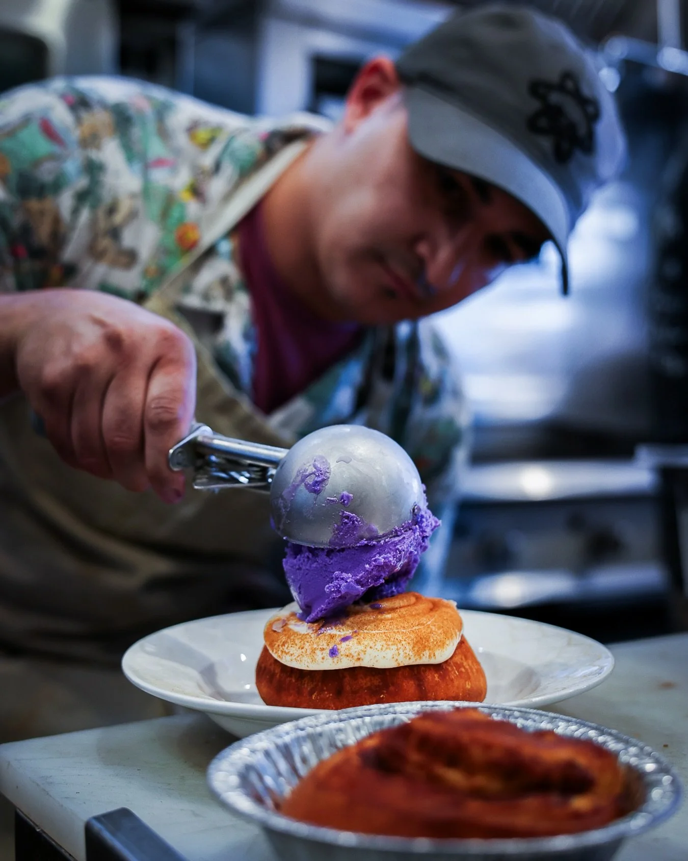 Chef has been hard at work perfecting recipes and trying different flavor combos!

Cinnamon Roll and Ube Gelato? 🤔