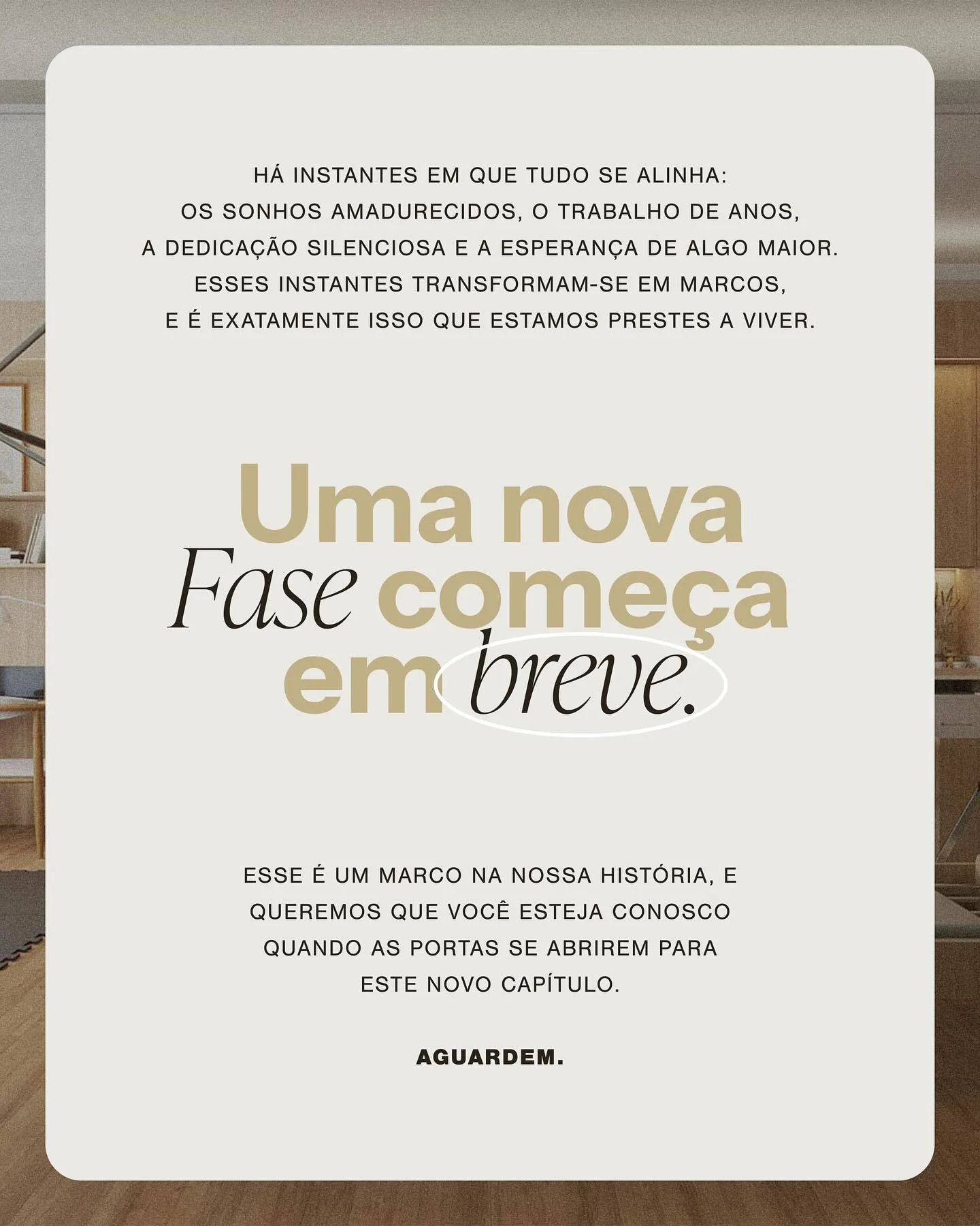 ✨ Toda jornada &eacute; feita de cap&iacute;tulos.

Alguns discretos, outros transformadores.

&zwnj;

Estamos &agrave;s v&eacute;speras de um desses momentos.

Um marco que une anos de dedica&ccedil;&atilde;o,

a maturidade de um sonho

e o desejo d