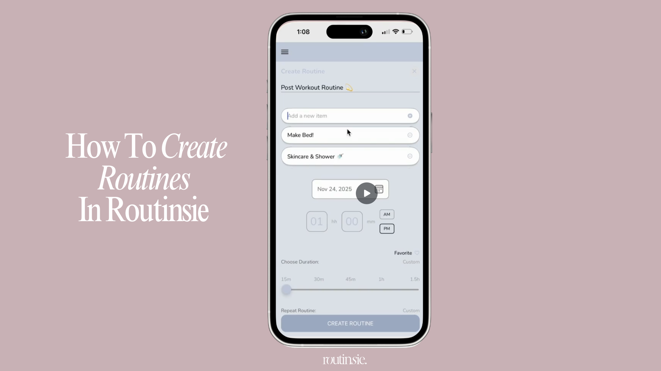 Creating Routines in Routinsie Calendar (Routine Tracker)