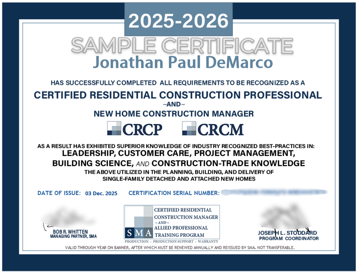 Sample CRCM-P CERTIFICATE