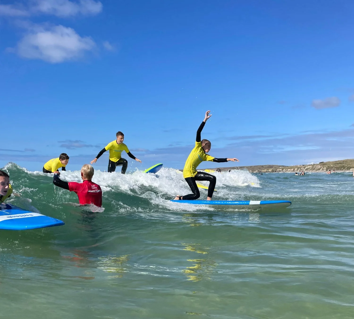 Learning to surf at Gwithian in Cornwall