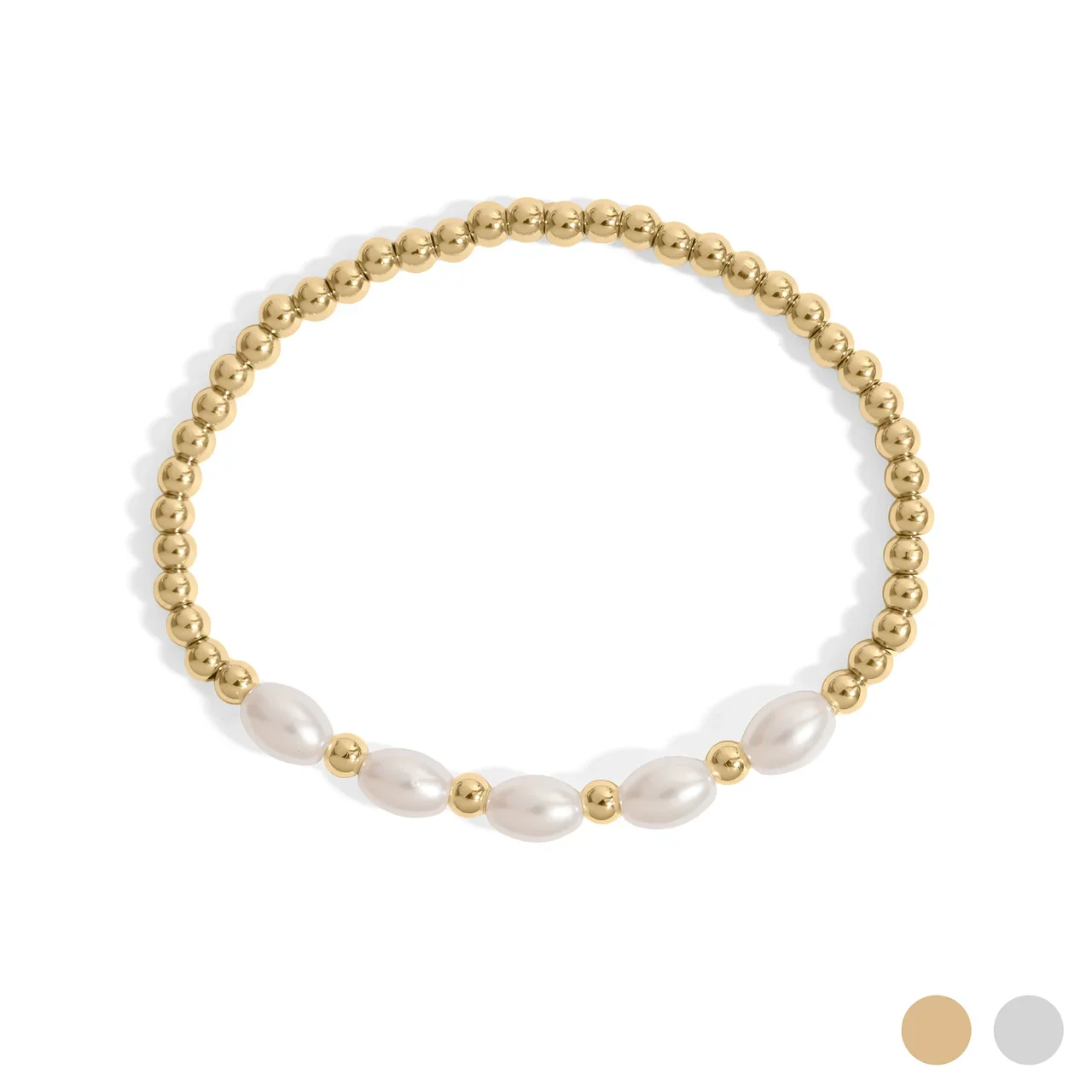 Stretch Pearl and Gold Bracelet