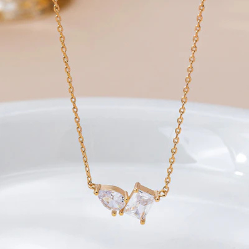Teardrop Rectangle Crystal Necklace