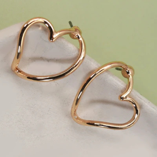 Gold Heart-Shaped Post Earrings