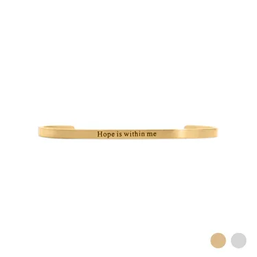 'Hope Is Within Me' Inspiration Gold Cuff Bracelet