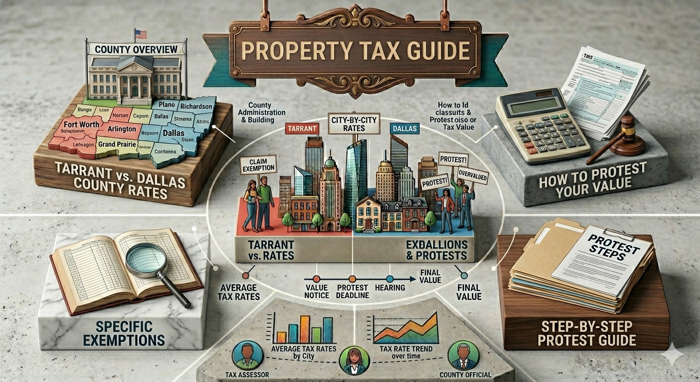 Bedford, Texas Property Tax Guide 2026: HEB ISD Rates, Tarrant County Exemptions, and Protest Strategies for 76021 and 76022 Homeowners