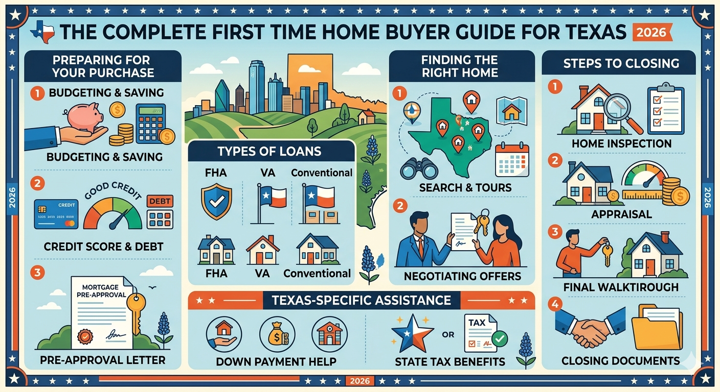 THE COMPLETE FIRST TIME HOME BUYER GUIDE FOR TEXAS 2026