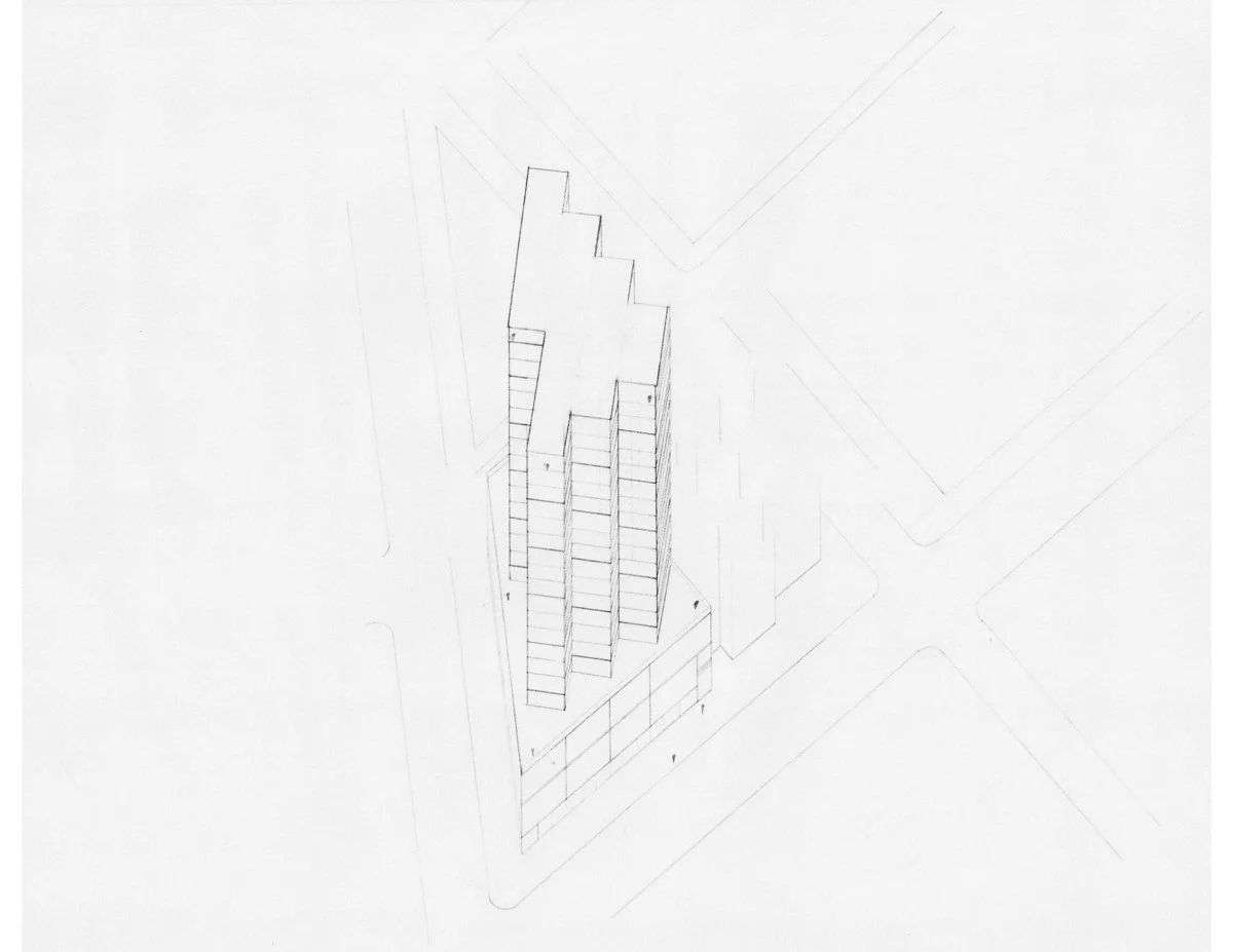 Design 301 | Comprehensive Design - Critic: Professor Donald Cromley (3rd Year, Fall 2002) - Hand-drawn, Building on site (pencil on vellum)