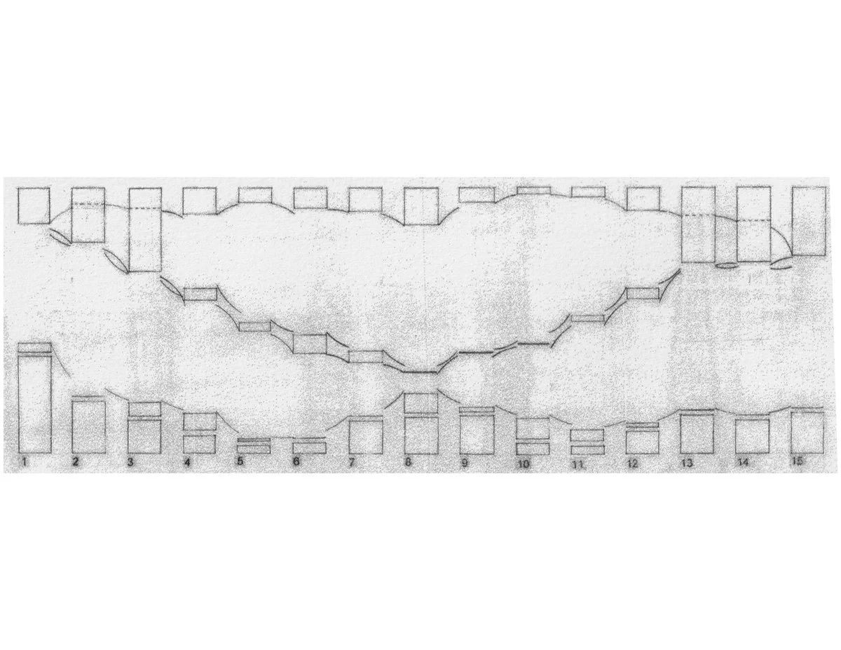 Design 101 | Passage Space - Professor: Annette Dudek - Scan of hand-drawing (pencil on vellum) - Long Section