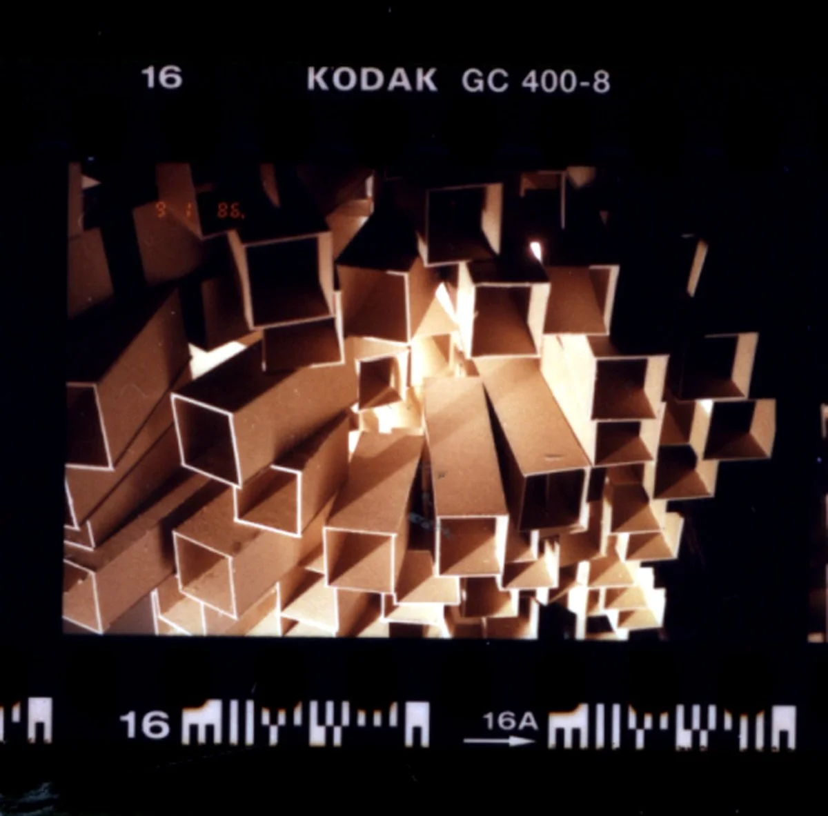 Design 402 - Ecstatic Architecture: School for the Performing Arts - Midterm - Model Photo - View 5, interior, close view (color)