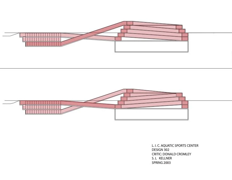 Design 302 | Aquatic Sports Center - Critic: Prof. Donald Cromley (3rd Year, Spring 2003) - 2  long sections