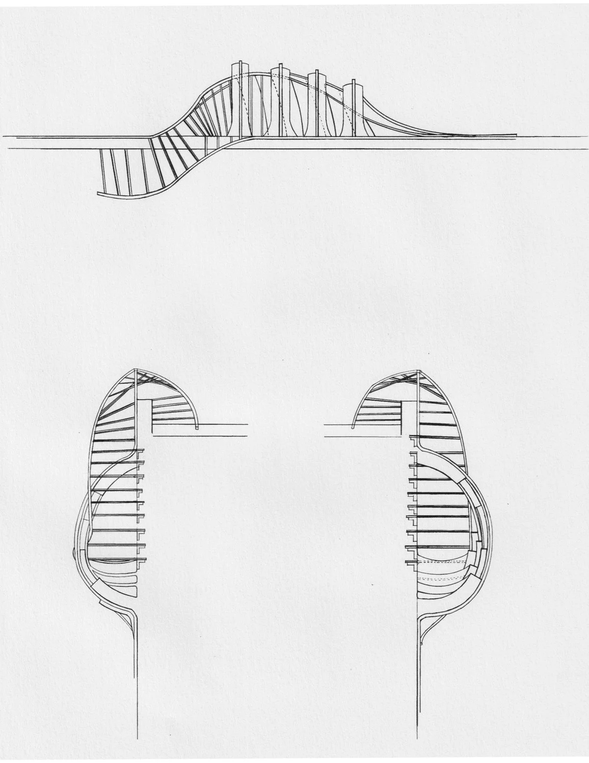 Design 102 | Artist Studio - Critic: Lawrence Blough - Plan & 2 Sections Hand-drawing - Mid-term - Building Site (pencil on vellum)