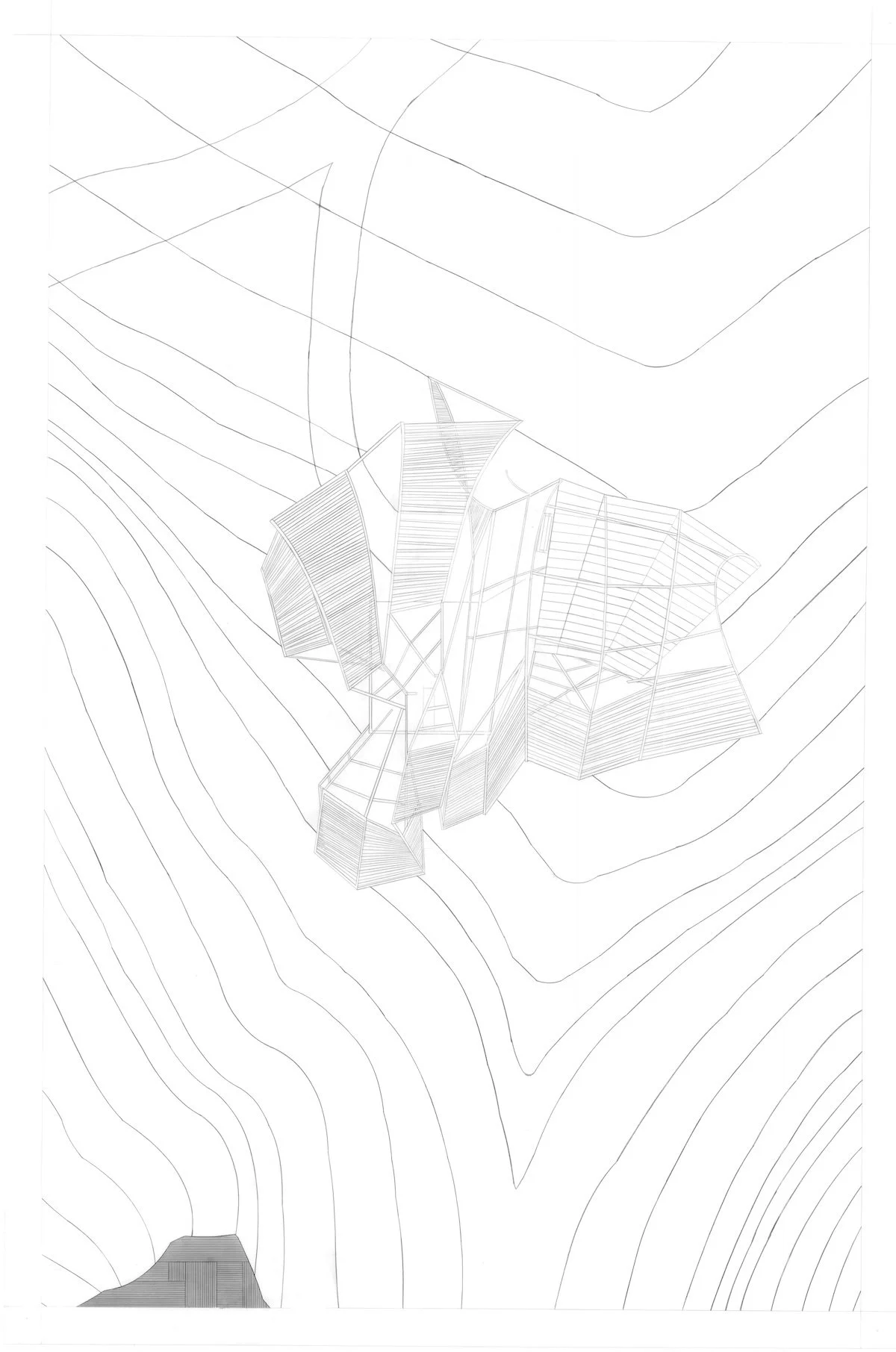 Design 102 | Artist Studio - Critic: Lawrence Blough - Prospect Park Brooklyn, NY - Hand-Drawn Site Plan - Final (pencil on vellum)