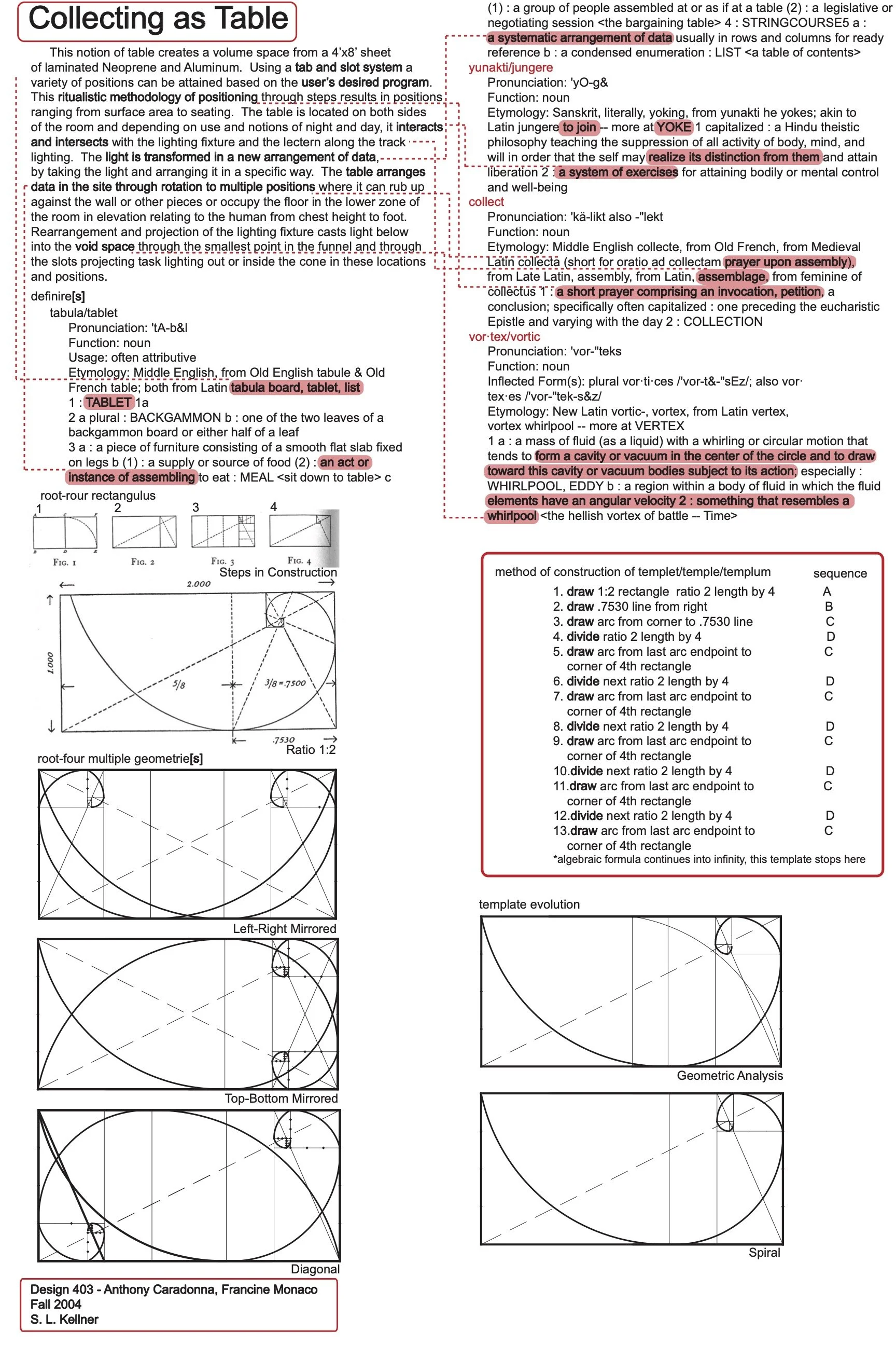 Design 403 (Fall 2004) | Collecting as Table - Page 1