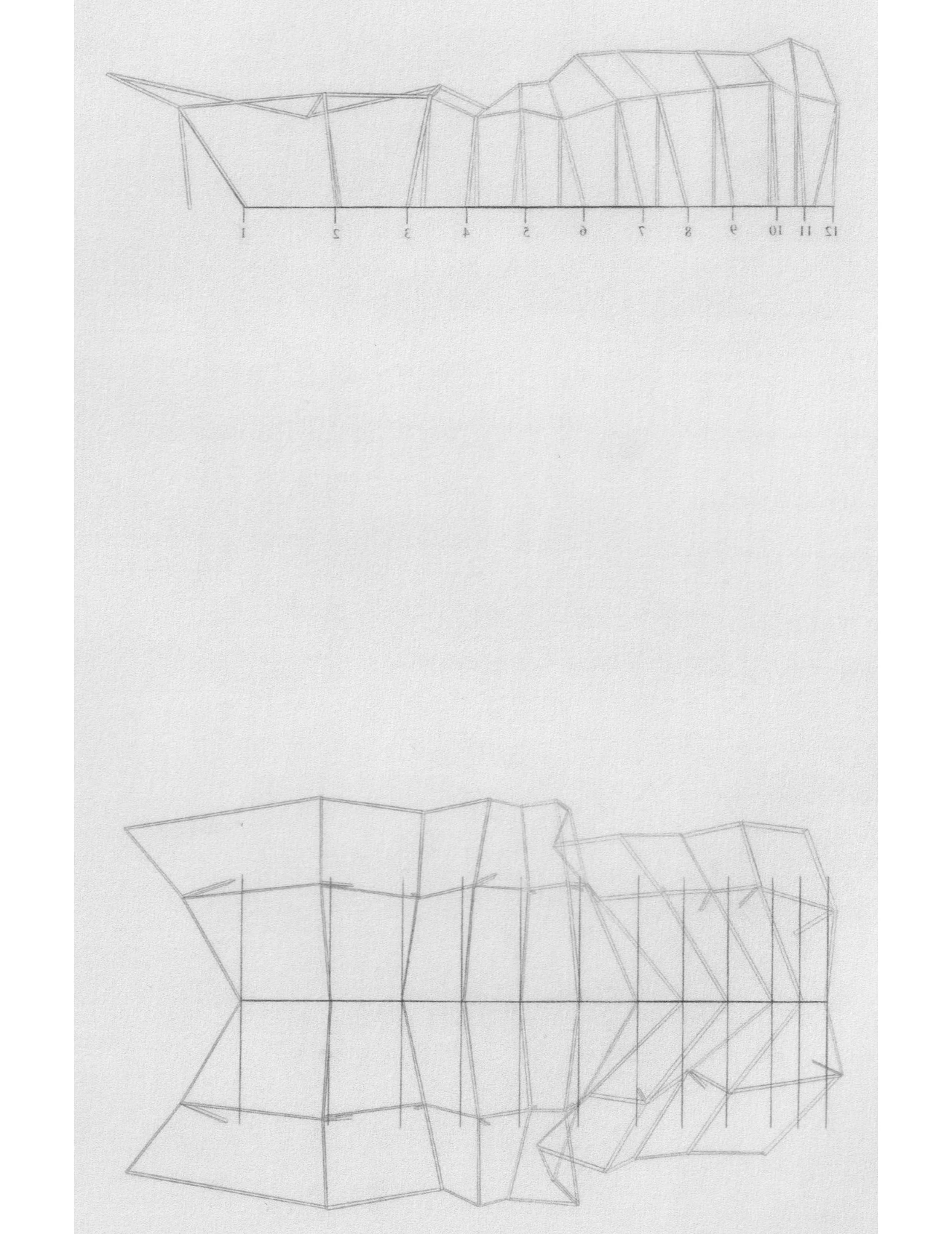 Design 102 | Artist Studio - Critic: Lawrence Blough - Elevation & Plan, Flight Structure (pencil on vellum)