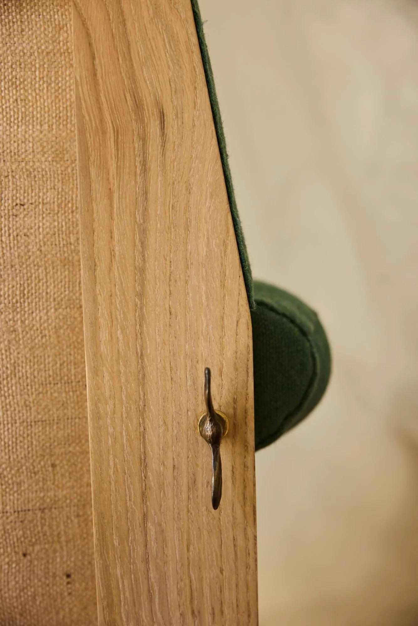 detail of a hand sculpted bolt in a sofa you can take apart