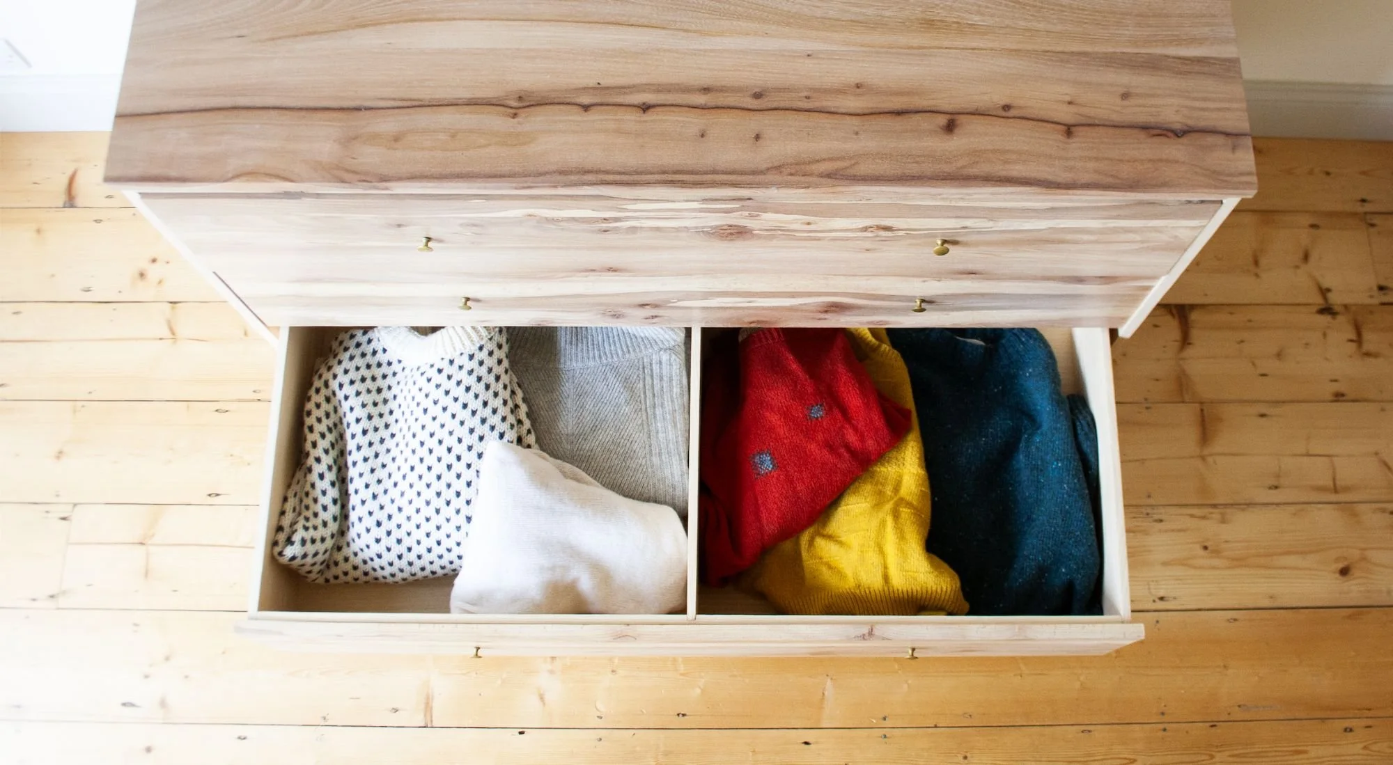 The Thorne Chest of Drawers with drawers custom made with dividers for the familie's needs