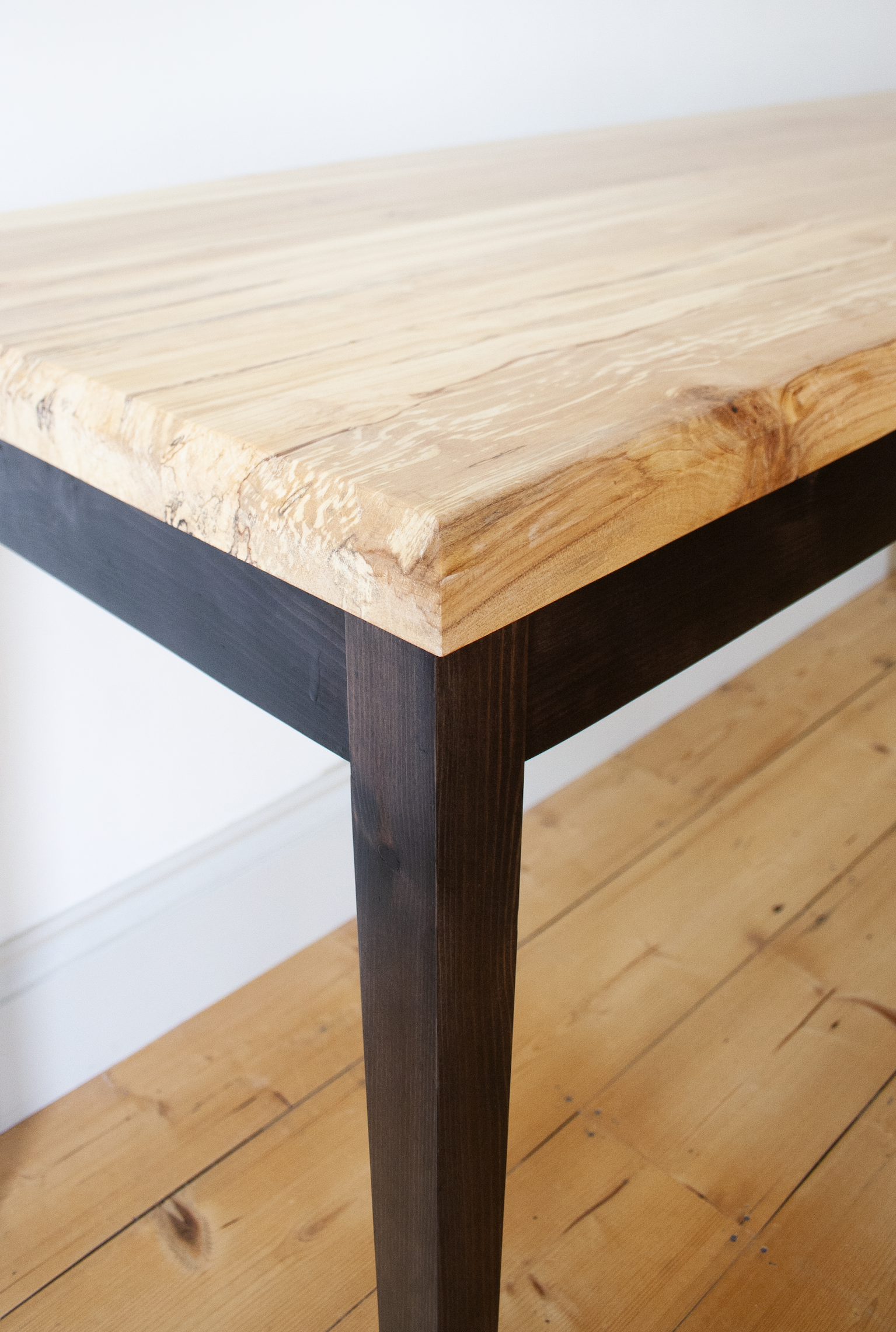 Close up of The Calder Bench made in solid British hardwood