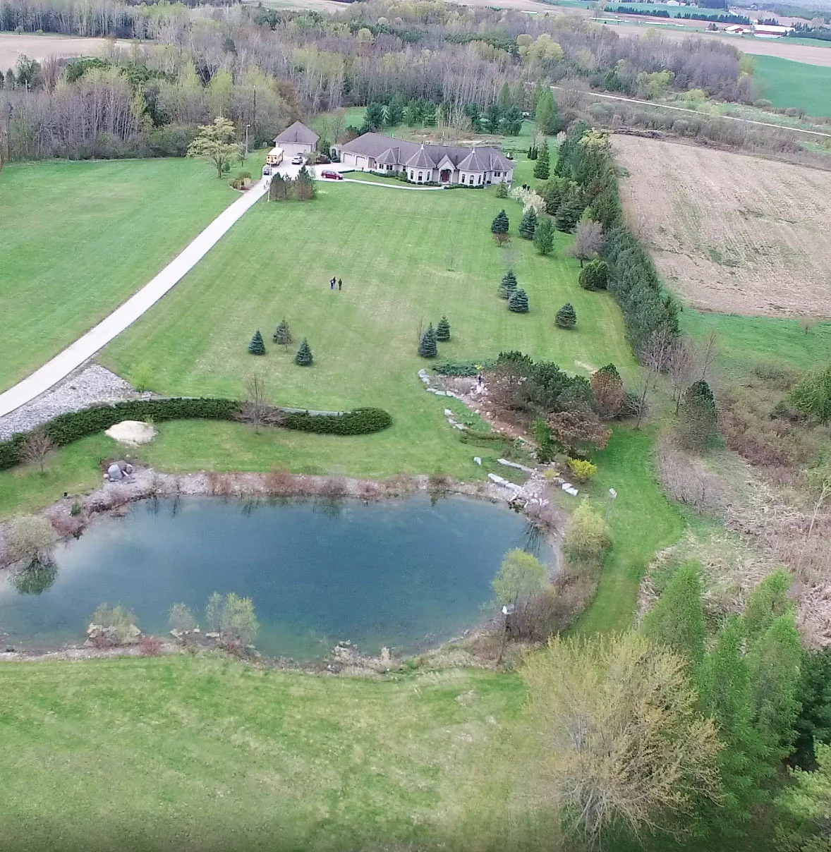Aerial view of the 12-acre property at Huron Hospice. The memorial forest will be established in the back 6 acres of land that is currently meadow and natural marsh environment.