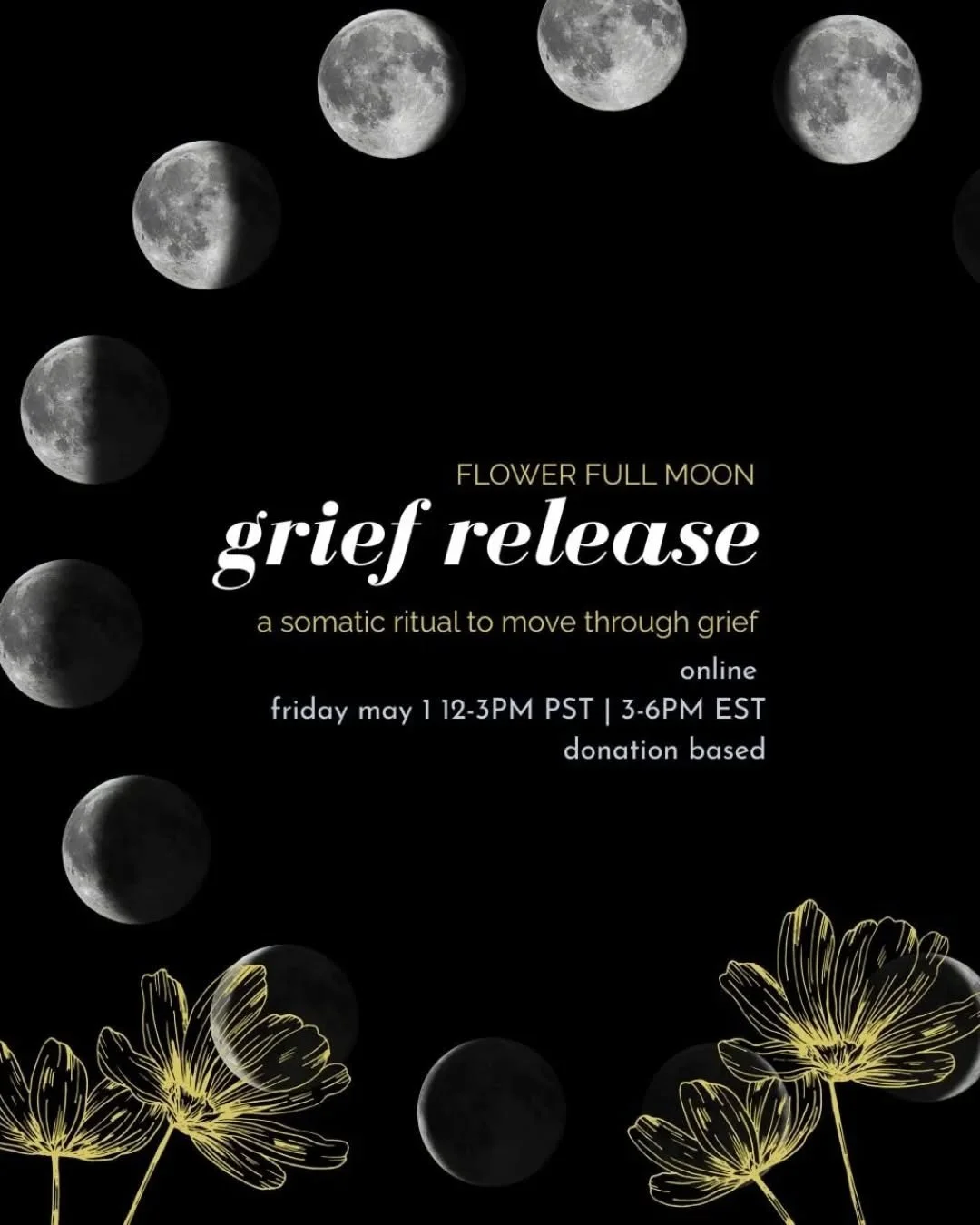 There are moments when grief asks to be felt, not explained. Not fixed, not pushed away, but met with presence.

This full moon, we are opening a space to move through what lives in the body. Through breath, movement, and somatic practice, we gently 