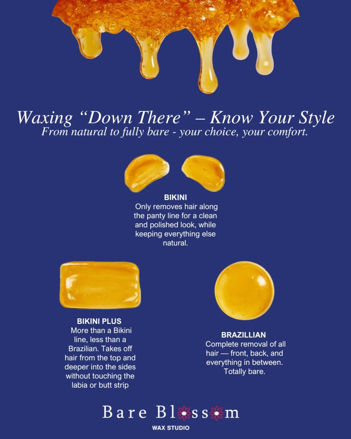 Waxing &ldquo;down there&rdquo; isn&rsquo;t one-size-fits-all 💙
Bikini, Bikini Plus, or Brazilian. Each option is designed for different comfort levels and preferences. 

📆Booking info in Bio

📍 Find me at 941 Lehman Ave, Suite 104, Bowling Green,