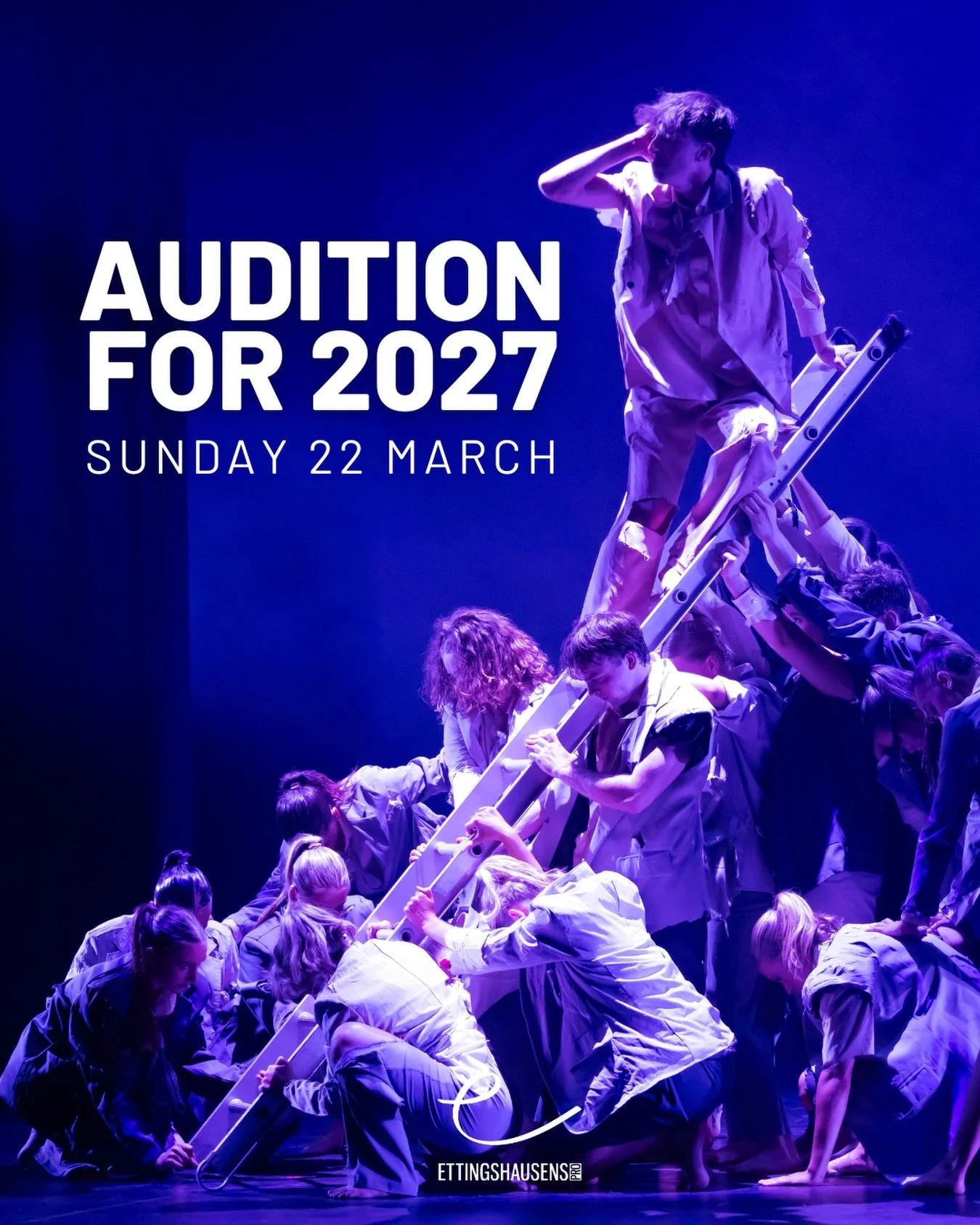 🚨 LIVE AUDITION DAY 🚨
22 March 2026
Live auditions for Ettingshausens PRO 2027 are now open.

Step into the room and experience the PRO training environment in person.

✨ COURSES ON OFFER AT ETTS PRO
CUA51520 Diploma of Professional Dance
CUA60120 