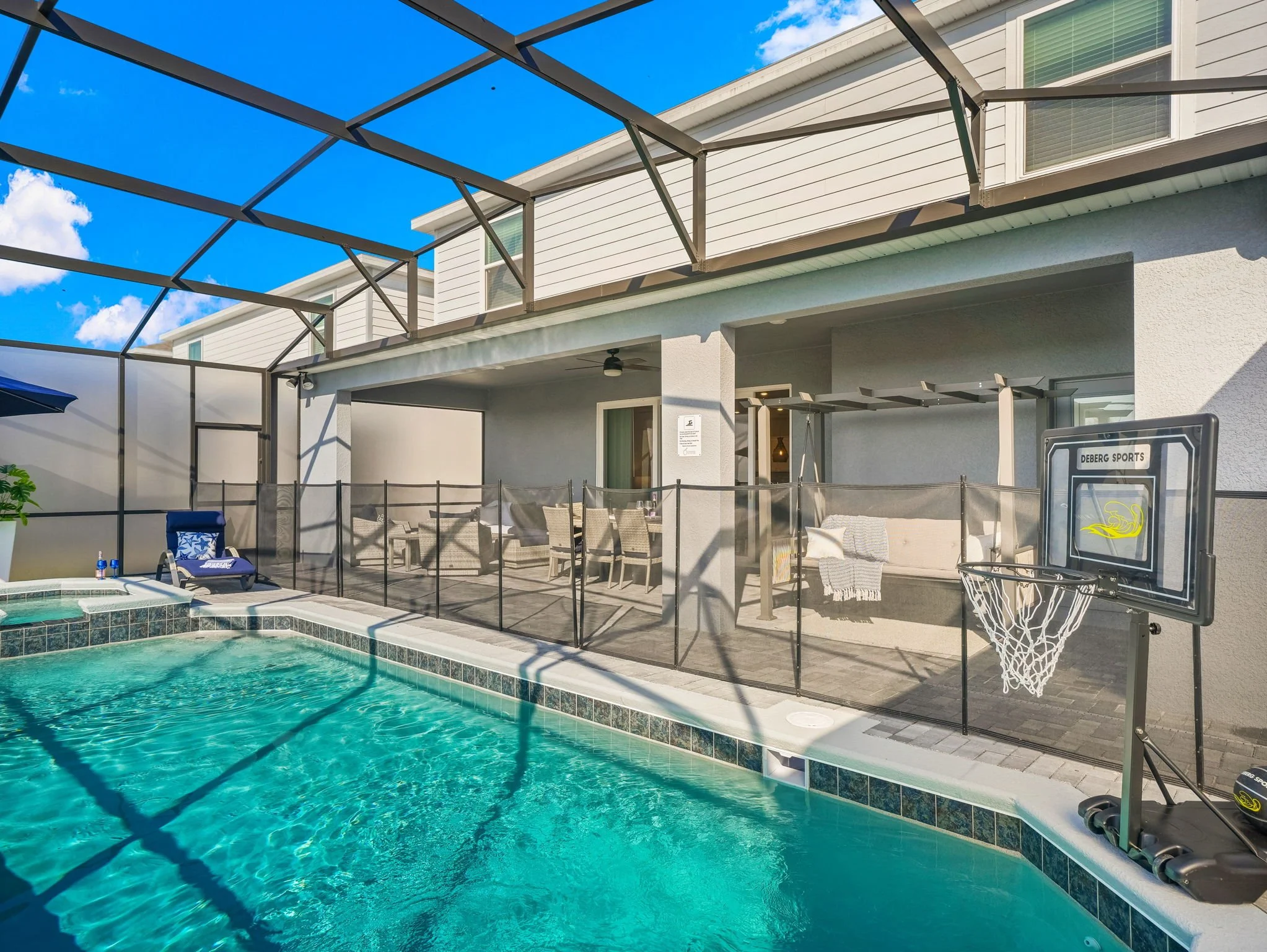 Shoot some hoops in the private Pool and Spa at private villa in Windsor Cay Resort near Orlando, Disney, and Universal Studios. Great for families and large parties, a 10-bedroom, 8-bath home with spacious living.