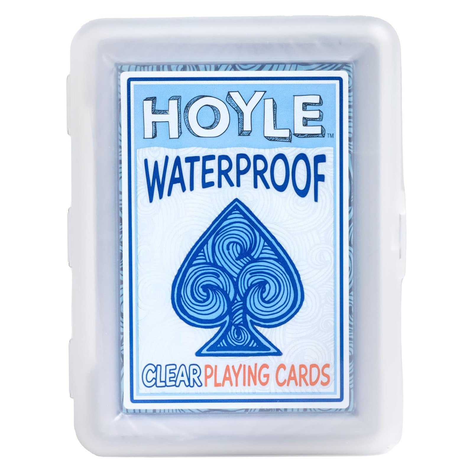 A deck of Hoyle waterproof clear playing cards in plastic packaging.