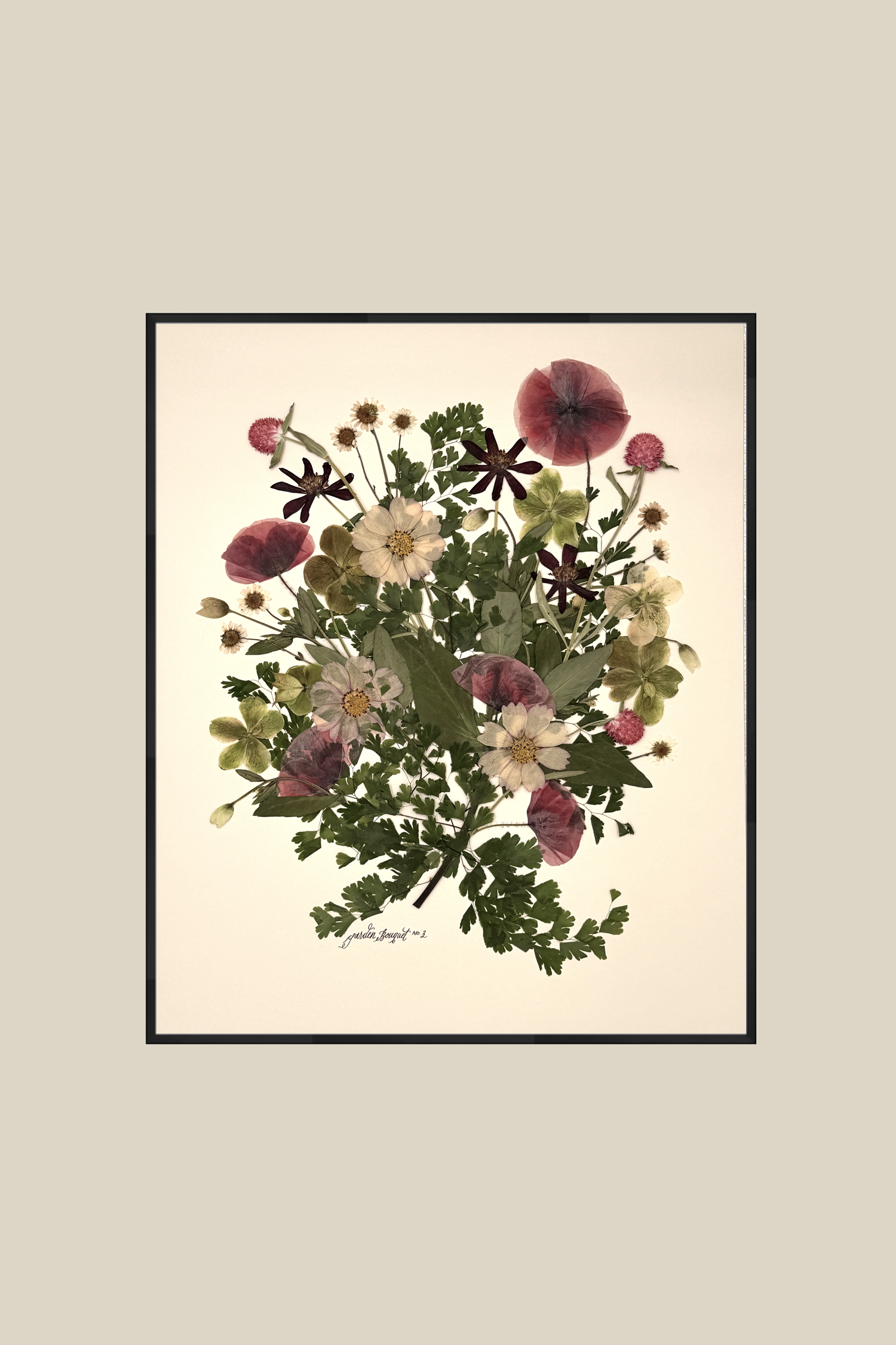 16x20 Framed Preserved Bouquet (from original fresh bouquet) with Thin Modern Metal Frame