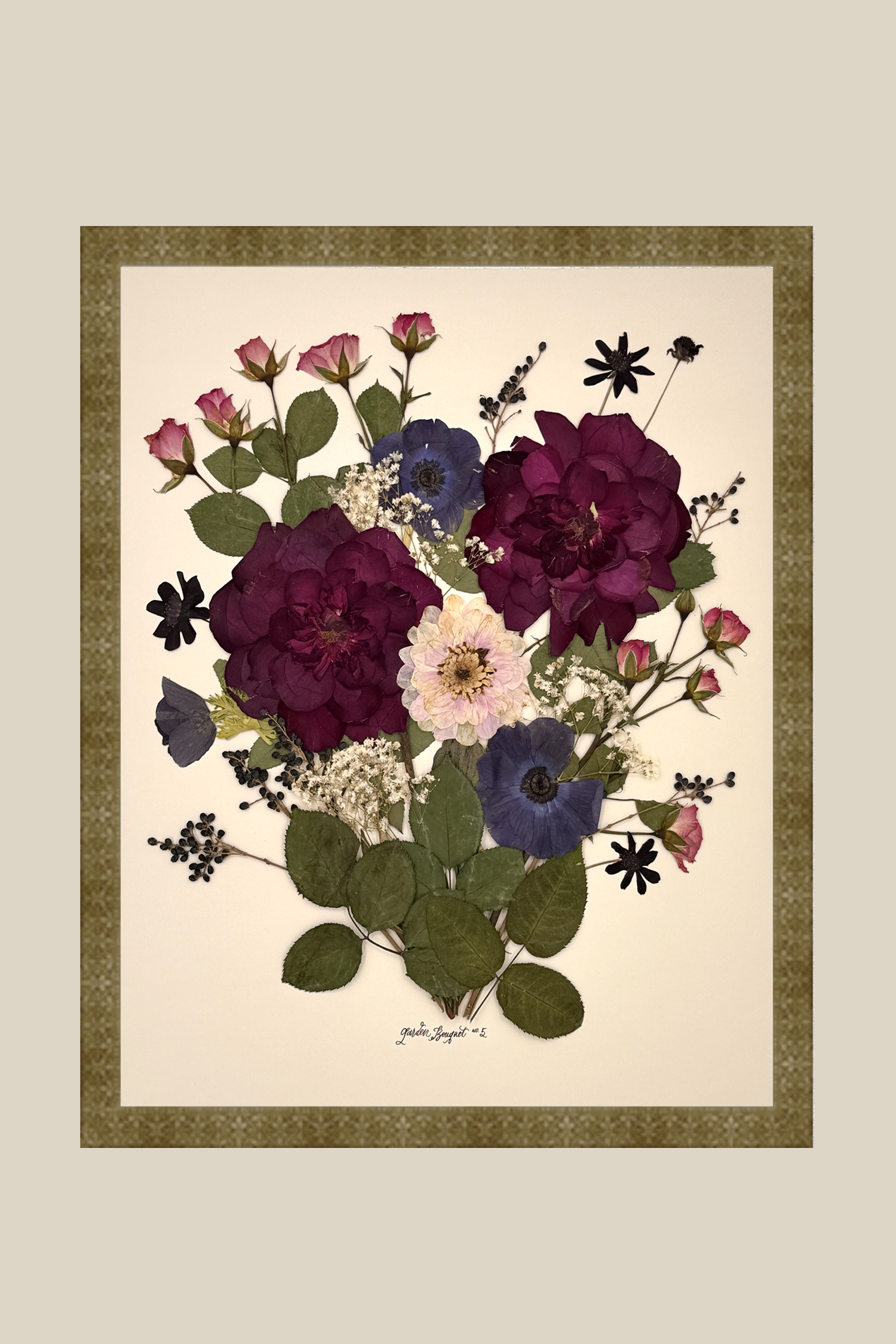 16x20 Framed Preserved Bouquet (from original fresh flower bouquet) with Wood Frame