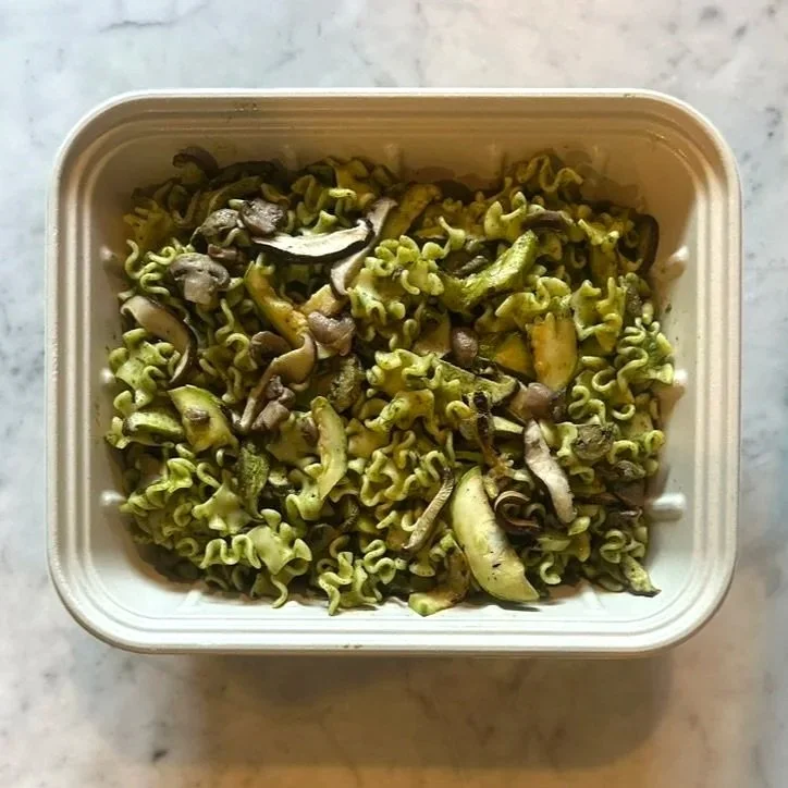 Seasonal Veggie + Arugula Pesto Pasta