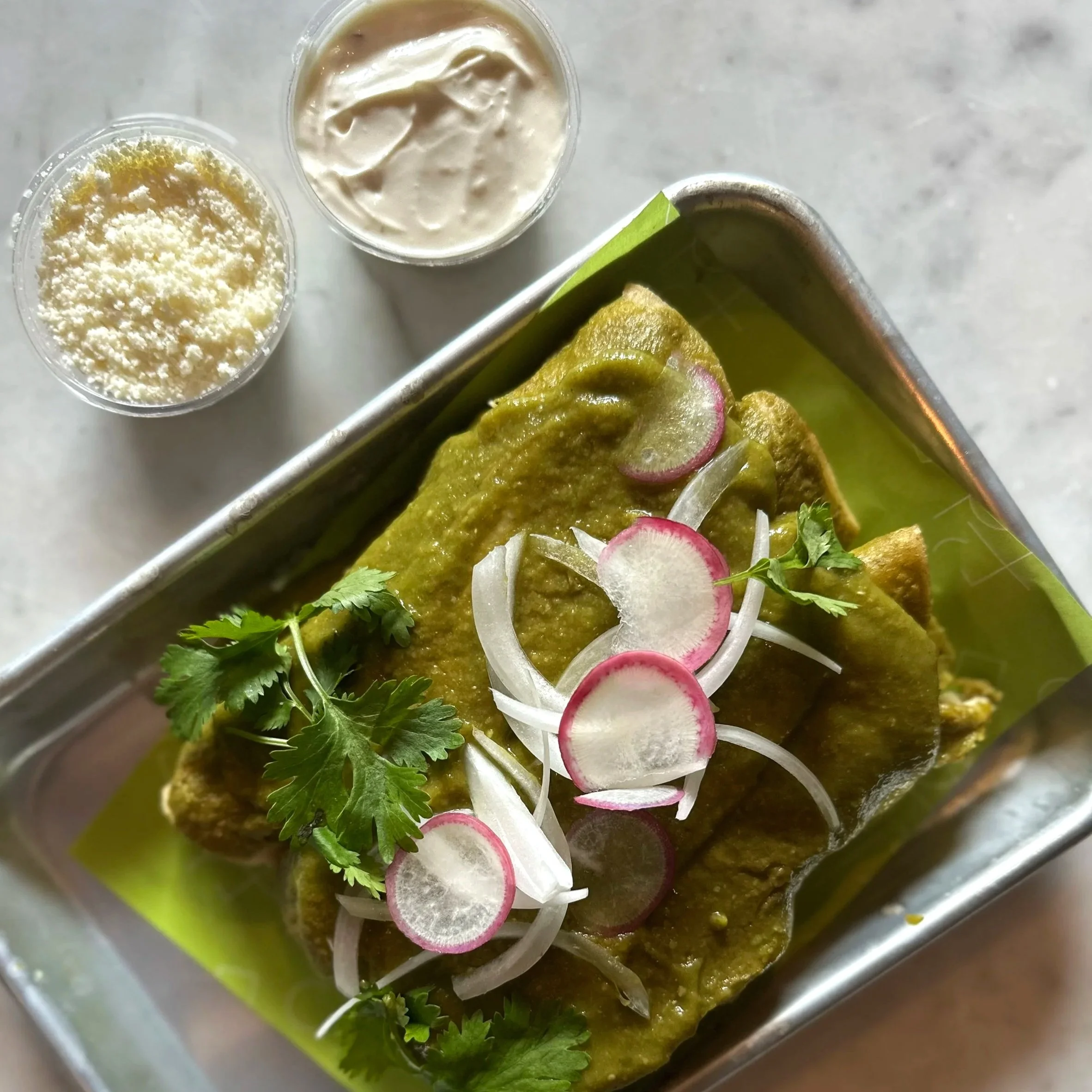 Suiza Style Seasonal Vegetable Enchiladas