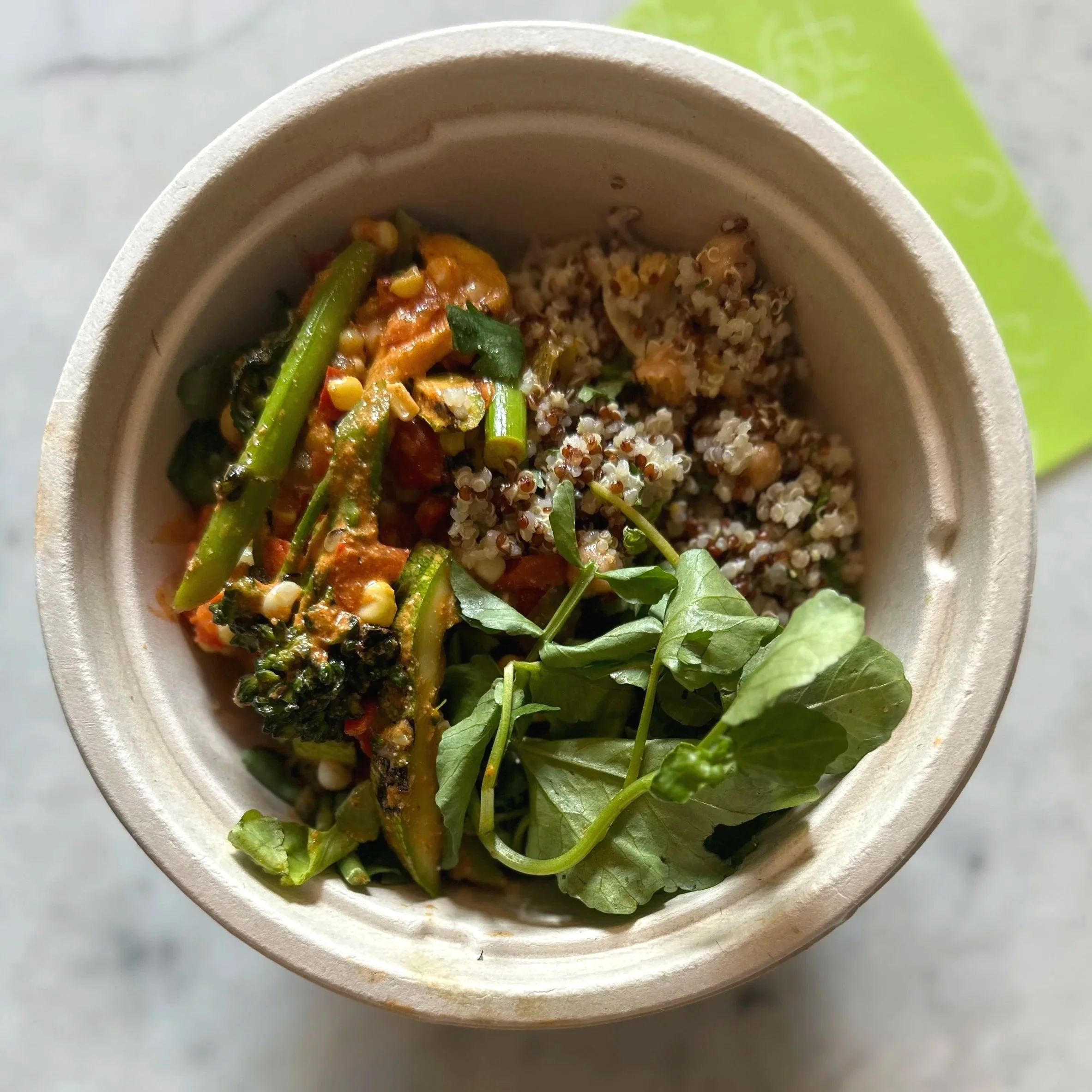 Romesco Veggies + Quinoa Bowl