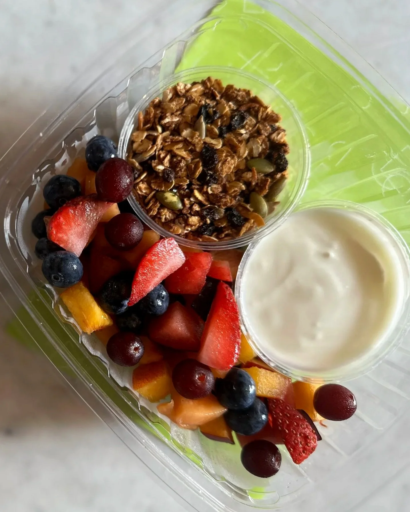 granola parfait with seasonal fruit